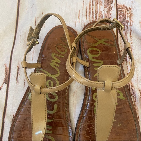 Sam Edelman Gigi T-strap Nude Sandal Size 8.5 Summer Vacay Shoes - Picture 5 of 12